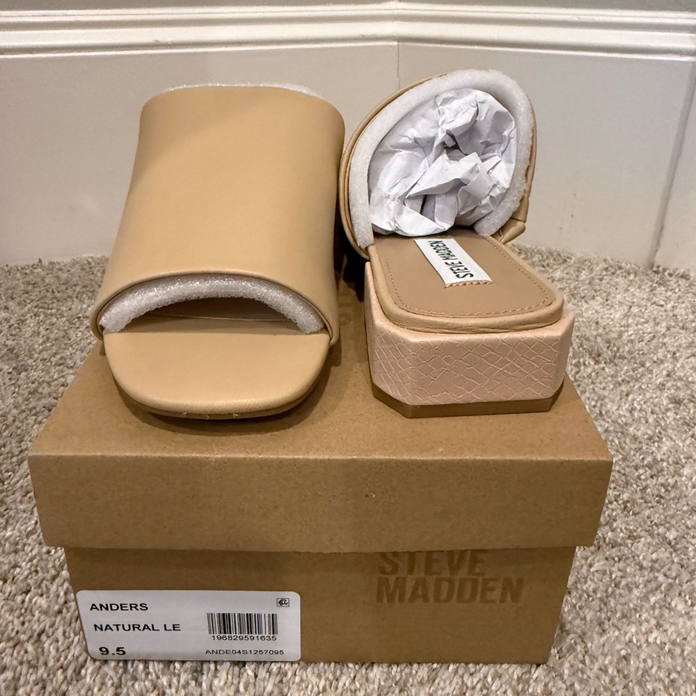 Steve Madden Anders Women's Sandals Natural Leather - Picture 4 of 8